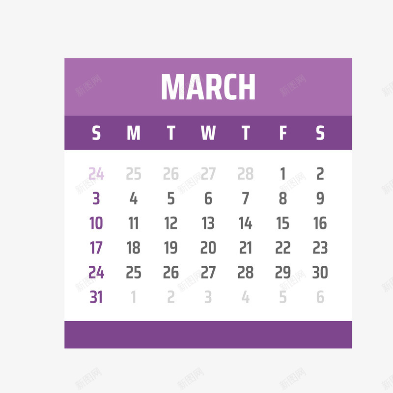 紫白色2019年3月日历矢量图ai免抠素材_88icon https://88icon.com 2019年 2019年日历 3月 3月日历 白色 紫色 矢量图