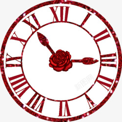 圆时钟红色玫瑰古老罗马数字时钟高清图片