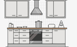 灰色系厨房装修矢量图素材