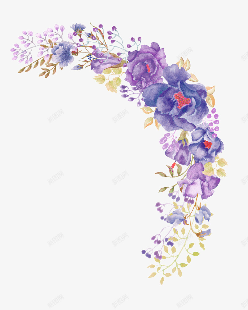 紫色水粉花朵装饰图案png免抠素材_88icon https://88icon.com 免抠PNG 水粉 紫色 花朵 花草 装饰图案