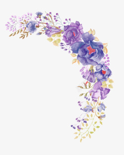 紫色水粉花朵装饰图案素材