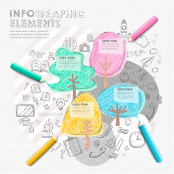彩色铅笔画教育信息图素材