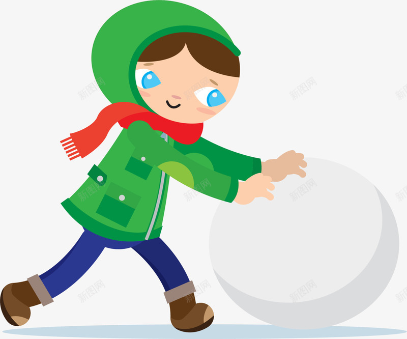 冬季推雪球的小男孩png免抠素材_88icon https://88icon.com 冬季小男孩 可爱小男孩 寒冷冬季 推雪球的小男孩 玩雪 白色雪球