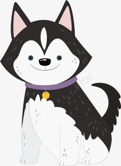 紫色耳朵可爱狗狗矢量图高清图片