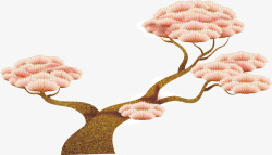 粉色新式雕花树枝花朵矢量图素材