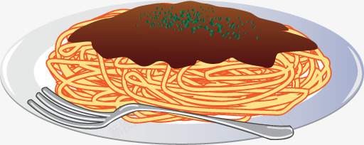 好吃的意大利面png免抠素材_88icon https://88icon.com 卡通意面 叉子 意面 牛肉 盘子 肉酱 西餐 酱汁
