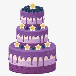 三层紫色蛋糕矢量图素材
