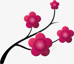 3D立体粉色梅花植物矢量图素材