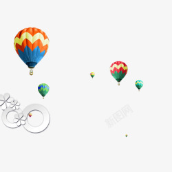 热气球不规则花型装饰图案素材