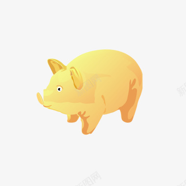 动物黄色猪矢量图图标图标