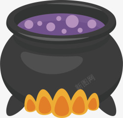 汤药炉子里的紫色汤药矢量图高清图片