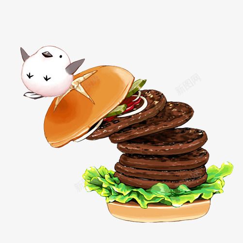 牛肉饼手绘画片png免抠素材_88icon https://88icon.com 手绘美食 牛肉 牛肉饼 面包片 黑色