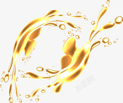 金色液体液体喷溅水滴效果矢量图高清图片
