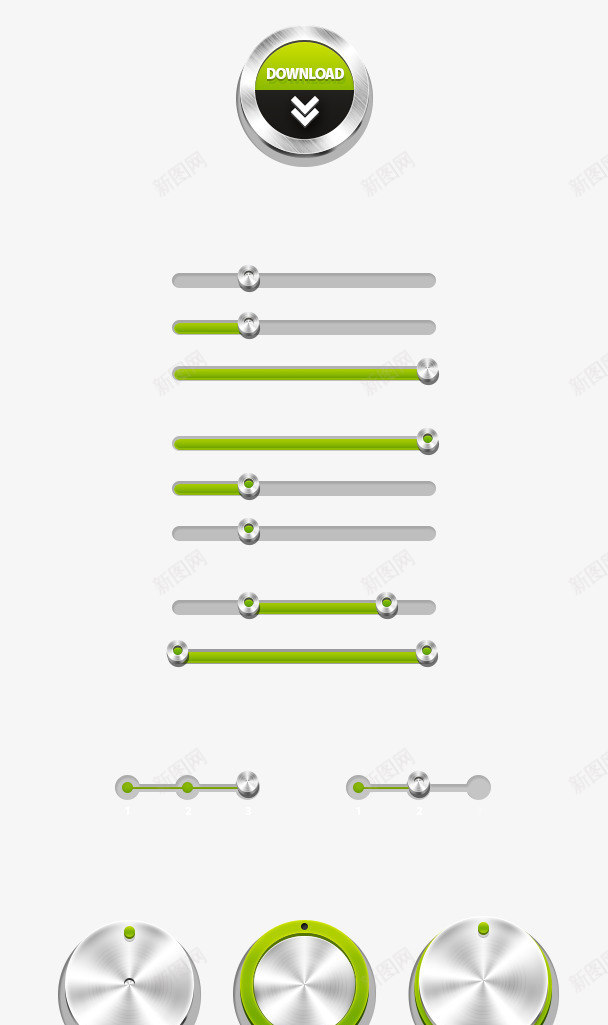 金属GUI元素包png免抠素材_88icon https://88icon.com UI设计 网页UI 网页按钮 荧光绿 进度条