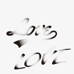LOVE银色LOVE手绘艺术字高清图片