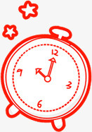 红色手绘闹钟开学季素材