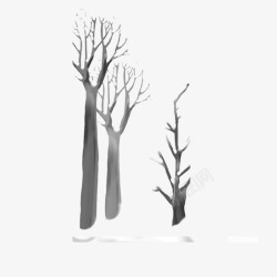 灰色树杈灰色水墨大树植物元素高清图片
