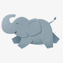 灰色萌萌小象奔跑的小象动物矢量图高清图片