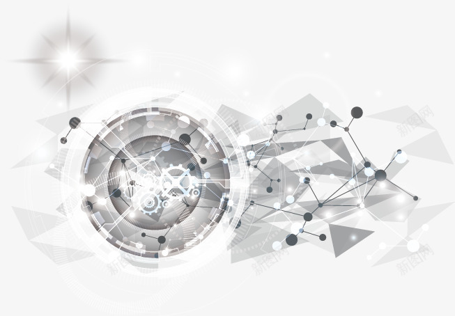 大气科技商务海报png免抠素材_88icon https://88icon.com 几何 商务背景 圆形齿轮 星光 科技 立体 齿轮