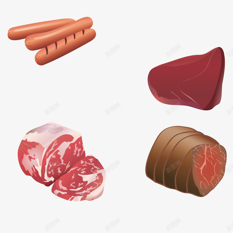 特色食材矢量图ai免抠素材_88icon https://88icon.com 火腿肠 牛肉 猪肉 食材 矢量图