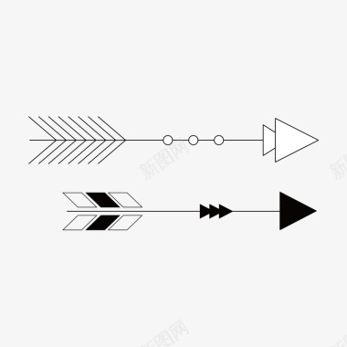 旋转箭头横向黑白创意抽象箭头弓箭P矢量图图标图标