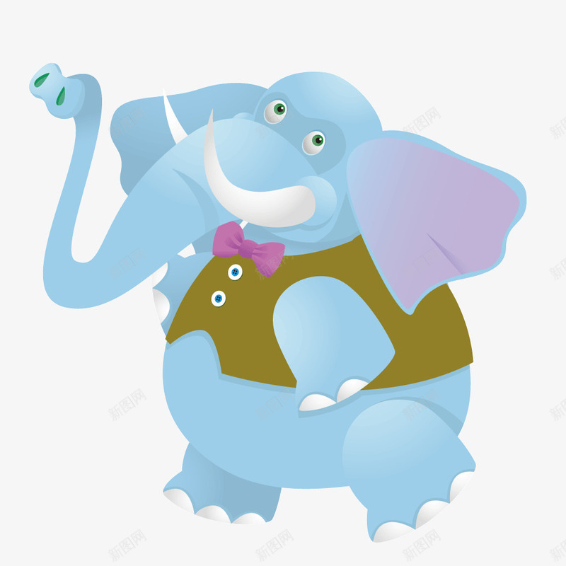 蓝色卡通大象动物png免抠素材_88icon https://88icon.com 动物 卡通 大象 蓝色