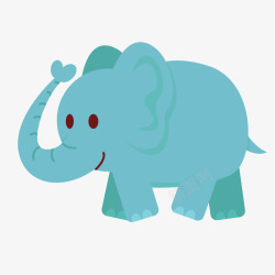 扁平动物蓝色大象矢量图素材