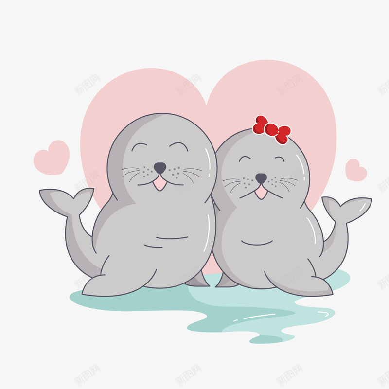 灰色卡通动物海豹矢量图eps免抠素材_88icon https://88icon.com 创意 动物设计 卡通 可爱 小清新 扁平化 海豹 爱心 生物 简约 矢量图