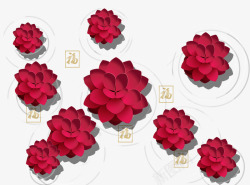 3D立体红色莲花素材