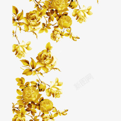 金色花朵树叶装饰素材