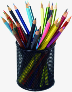 笔架里的彩色铅笔开学季素材