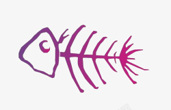 紫色鱼骨简笔画素材