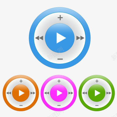 UI图标设计UI彩色音乐按钮矢量图图标图标