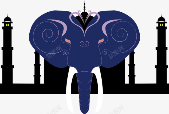 大象头装饰图案logo图标图标
