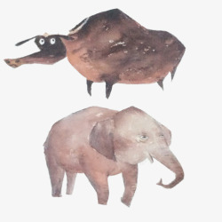 手绘非洲草原动物片素材