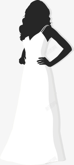 白裙美丽婚纱长裙女孩素材