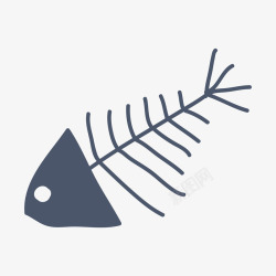 灰色的鱼卡通手绘灰色的鱼刺图标高清图片