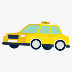 黄色扁平化出租车元素矢量图素材