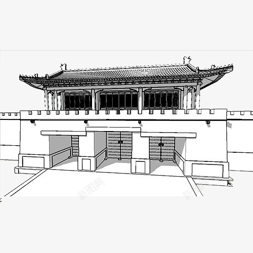 黑白古城门png免抠素材_88icon https://88icon.com 亭子 古城门 城门 大气 宽广