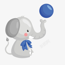 卡通玩皮球的大象矢量图素材