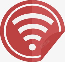 红色折角wifi信号矢量图素材