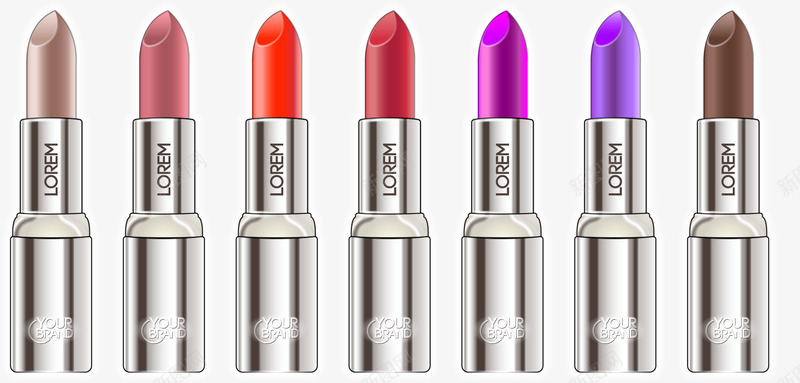 手绘口红矢量图ai免抠素材_88icon https://88icon.com 化妆品 口红 多种颜色 手绘 紫色口红 红色口红 矢量图