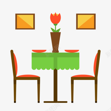 扁平化餐桌矢量图图标图标
