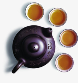 紫色茶壶茶杯印章素材