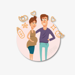 丈夫和怀孕的妻子卡通图素材