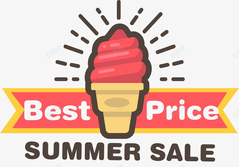 夏季可爱冰淇淋促销标签png免抠素材_88icon https://88icon.com SALE 卡通标签 可爱 夏季 甜筒