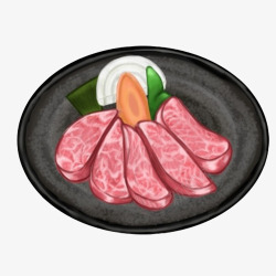 牛肉片手绘画片素材