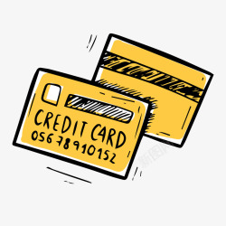 两张手绘的黄色信用卡矢量图素材