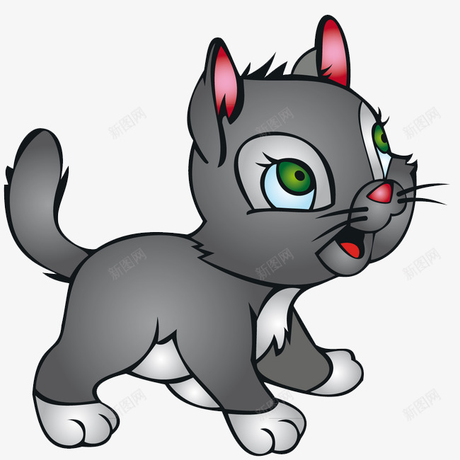 灰色小猫png免抠素材_88icon https://88icon.com 小猫咪 思考 灰色 走路