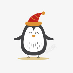 过冬的企鹅戴帽子的企鹅图矢量图高清图片